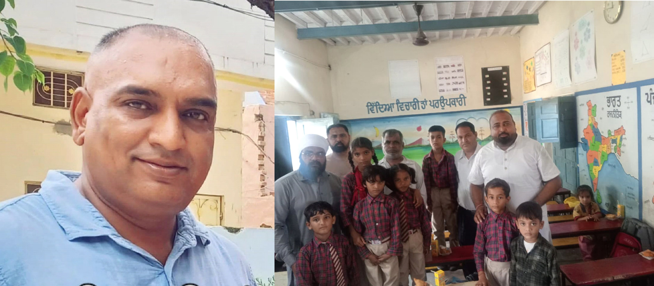 Special honor; Manpreet Singh Rocky Mola, District President SC Wing, distributed stationery to children in the joy of the children.